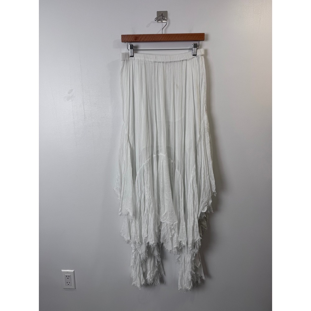 Free People Women White Clover Skirt Gauze Handkerchief Hem Maxi Small